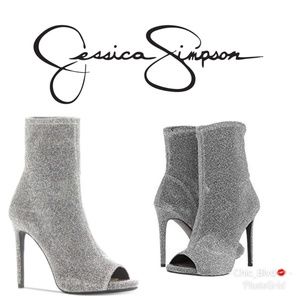 silver peep toe booties